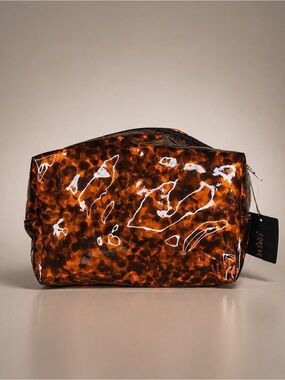 Forever 21 Glossy Tortoiseshell Toiletry Bag - Orange & Brown